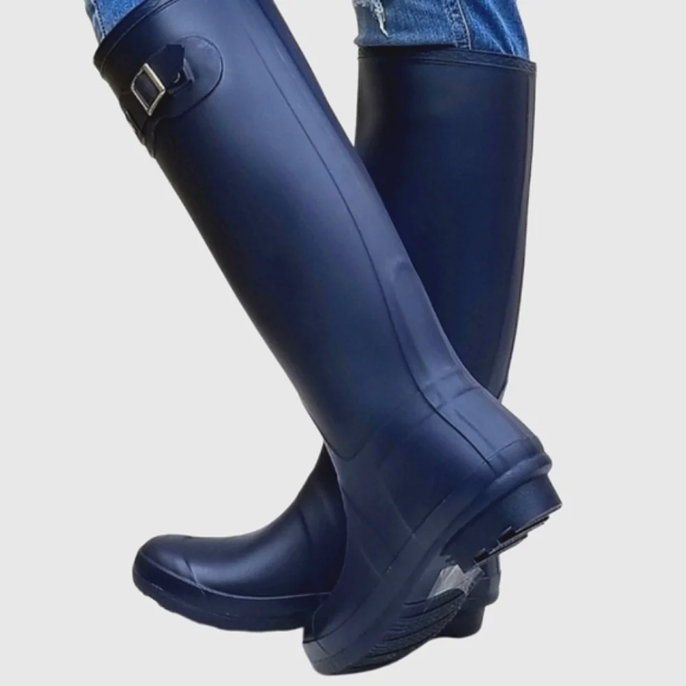 BAMBOO Women's Navy Blue Padinton Knee High Tall Rain Boots NEW NWOT